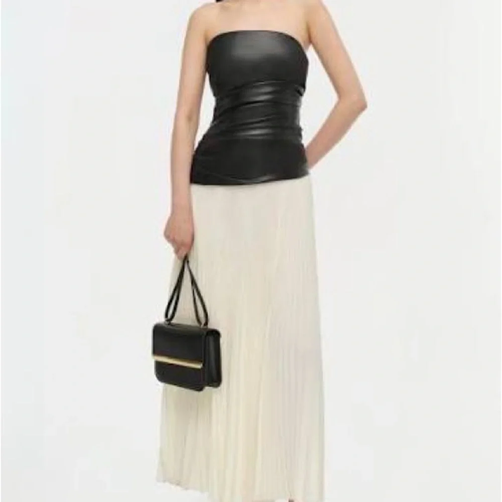 NWT SIMKHAI Arie Leather Crepe Strapless Chic Dress Size 8 Holiday Party Ready - Picture 13 of 13